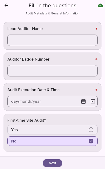 Filling out a form screenshot