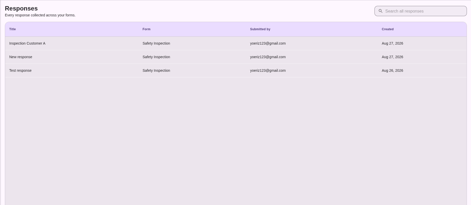 The response list screenshot